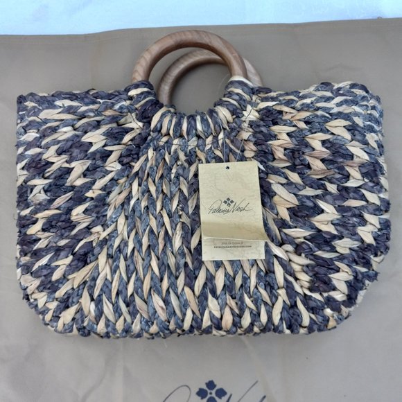 NWT PATRICIA NASH WOVEN STRAW TOTE BAG // CROSS BODY BAG WITH LEATHER STRAP - Picture 10 of 16